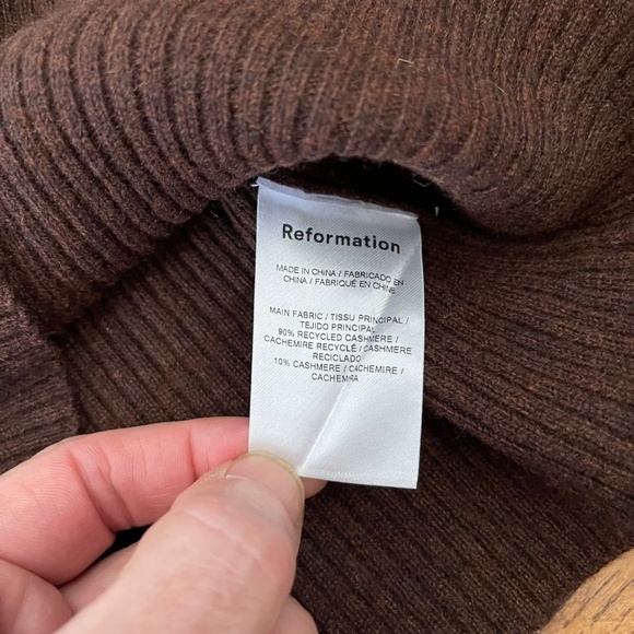 Reformation Brown Glenna Cashmere Sweatheart Neck Pullover Sweater Size S - Picture 5 of 8